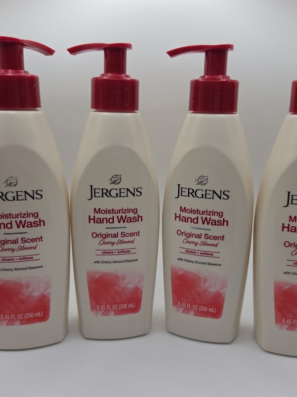 4 bottles of Jergens cherry almond hand wash. retired